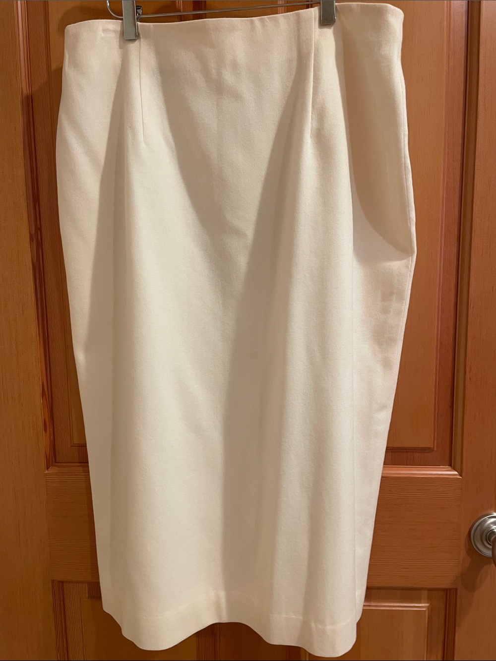 Vintage 90s Rena Rowan 100% Wool Lined Pencil Skirt, Cream